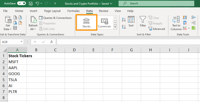 Microsoft Excel Crypto Prices