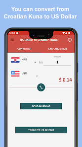 Croatian kuna to US dollar exchange rate