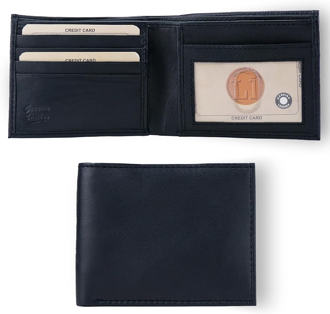 Mens Bifold Wallet with RFID and ID Window on Back