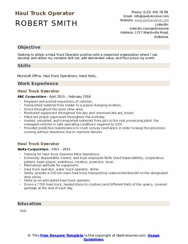 Dump Truck Driver Job Description template and pdf with duties []