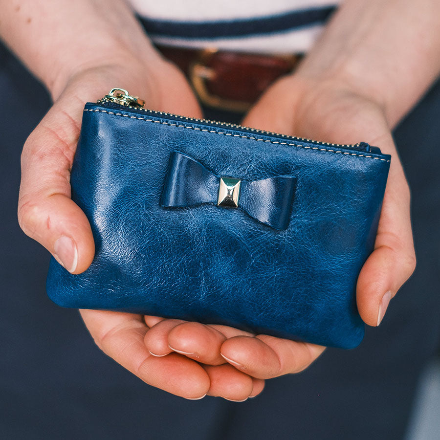 Coin purse navy blue semi matte alligator - Maison Jean Rousseau