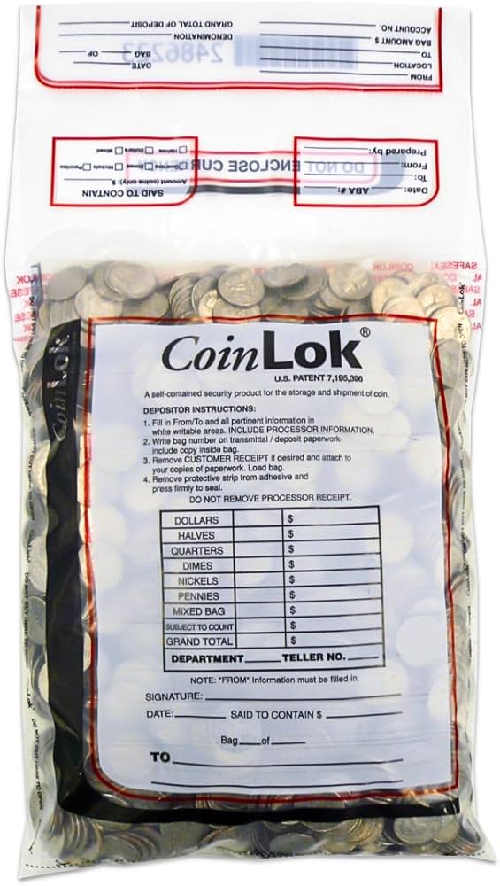 US Green ECO STAT Tamper-Evident Security Coin Bags: Dual Handle - U.S. Bank Supply ®