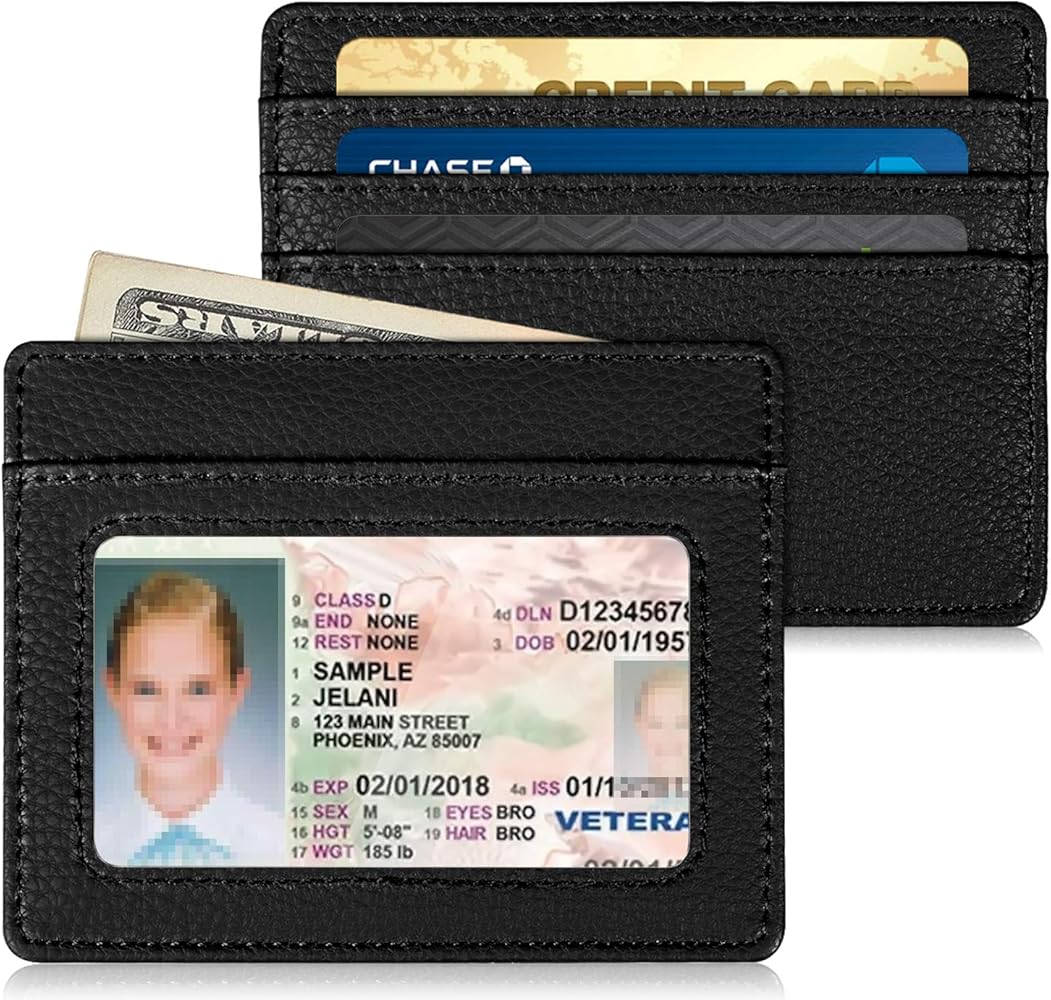 Slim Leather Card Case with ID Window