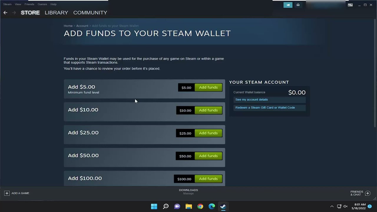 I cant add steam wallet as a payment method. :: Help and Tips