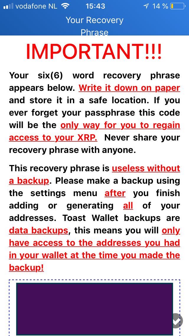 Toast Wallet (passphrase problem) - Problem Solving - XRP CHAT