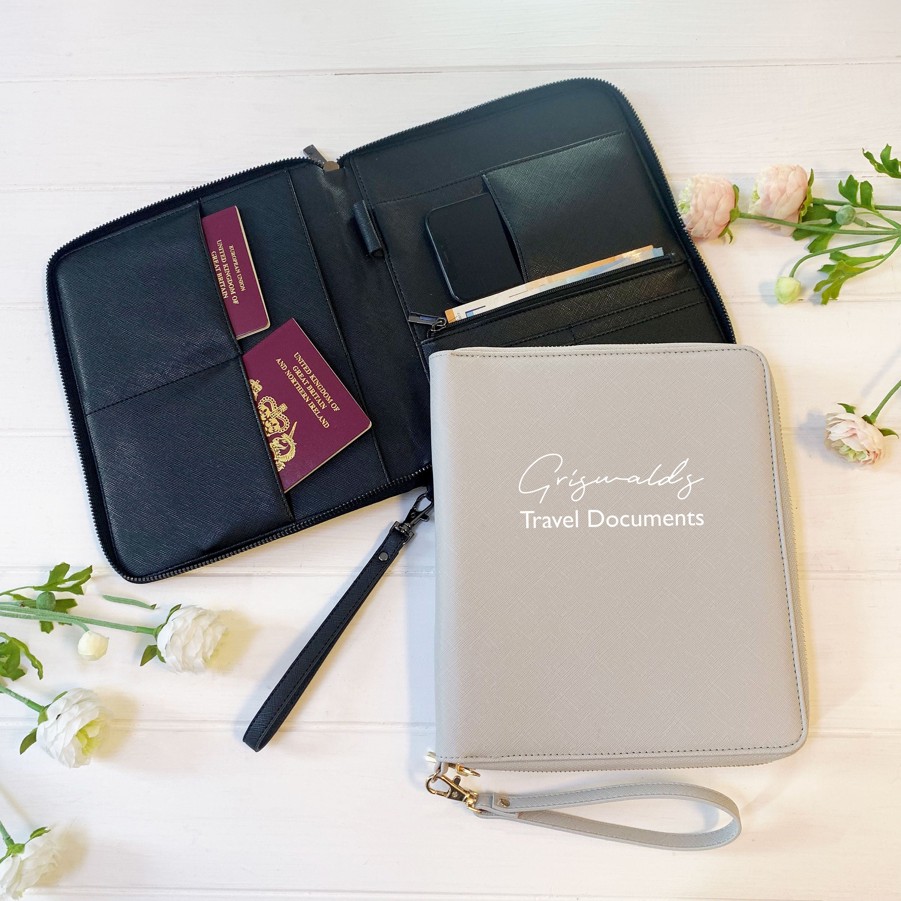 Personalised Leather Travel Document Wallet and Passport Holder • Hurdwick Handmade Bag Company