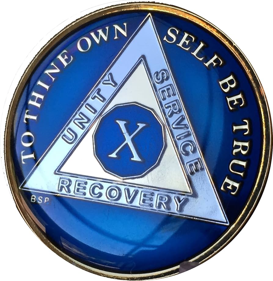 10 Year AA Medallion Elegant Purple Glitter Gold Silver Sobriety Chip – RecoveryChip