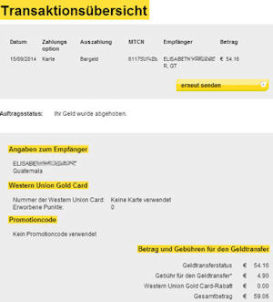 Western Union money transfer - German translation – Linguee